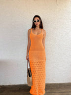 Vestido Saída de Praia Longo Brisa da Costa em Tricô com Costas Abertas — fotografia 29 | Mar & Pérola