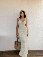 Vestido Saída de Praia Longo Brisa da Costa em Tricô com Costas Abertas — fotografia 34 | Mar & Pérola