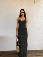 Vestido Saída de Praia Longo Brisa da Costa em Tricô com Costas Abertas — fotografia 40 | Mar & Pérola