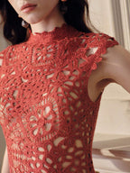 Vestido Saída de Praia Longo Costa Tropical com Estampa Tropical e Abertura Lateral — fotografia 5 | Mar & Pérola