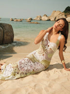 Vestido Saída de Praia Longo de Crochê Floral Flor de Maré com Alças Finas — fotografia 4 | Mar & Pérola