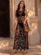 Vestido Saída de Praia Longo Enrugado Brisa da Ilha com Abertura Lateral — fotografia 1 | Mar & Pérola