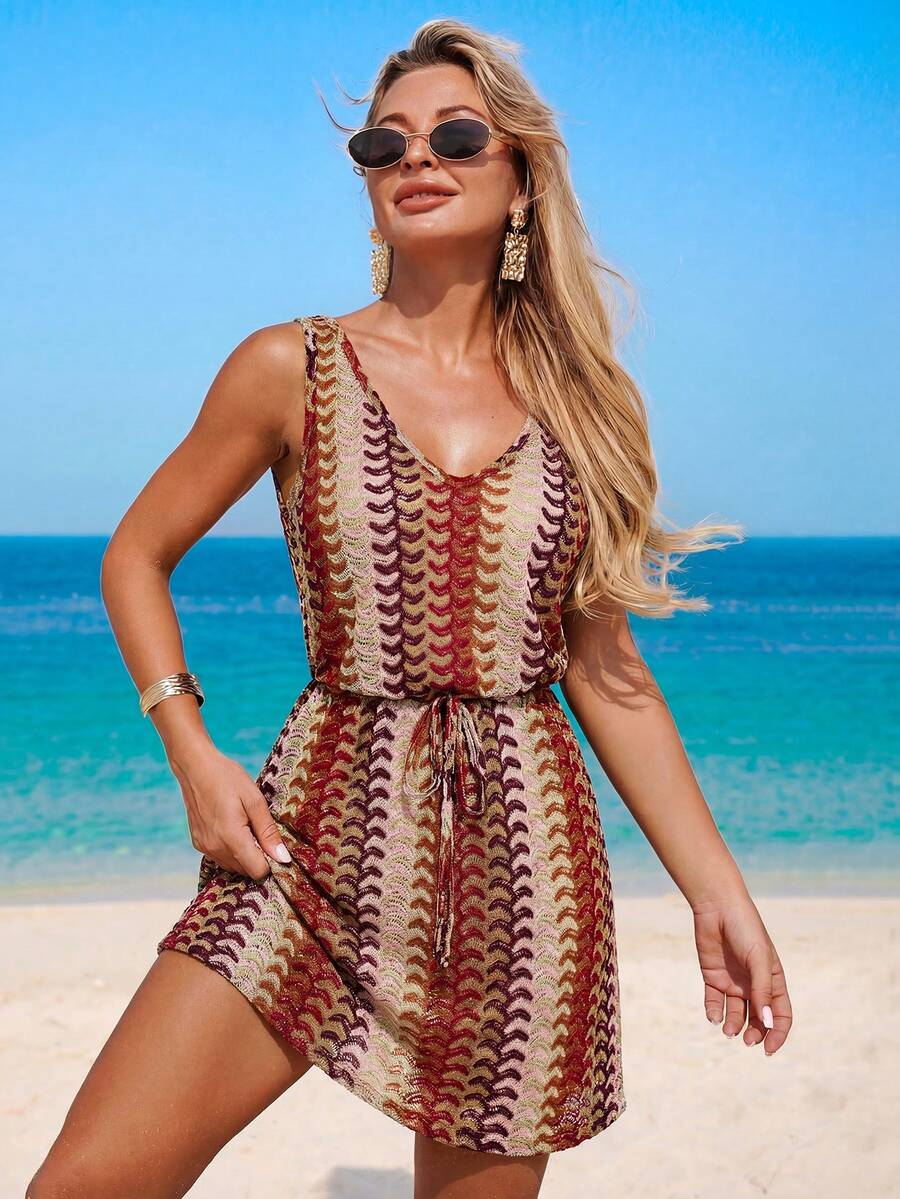 Vestido Saída de Praia Longo Sol da Enseada com Decote V e Laço Contrastante — fotografia 18 | Mar & Pérola