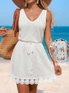 Vestido Saída de Praia Longo Sol da Enseada com Decote V e Laço Contrastante — fotografia 46 | Mar & Pérola