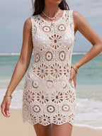 Vestido Saída de Praia Longo Trama da Enseada em Crochê com Gola Redonda — fotografia 7 | Mar & Pérola