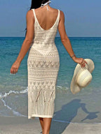 Vestido Saída de Praia Longo Transpassado Brisa de Verão em Tricô Vazado — fotografia 10 | Mar & Pérola