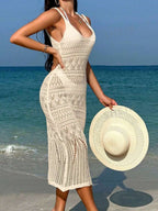 Vestido Saída de Praia Longo Transpassado Brisa de Verão em Tricô Vazado — fotografia 12 | Mar & Pérola
