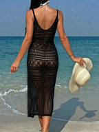 Vestido Saída de Praia Longo Transpassado Brisa de Verão em Tricô Vazado — fotografia 18 | Mar & Pérola