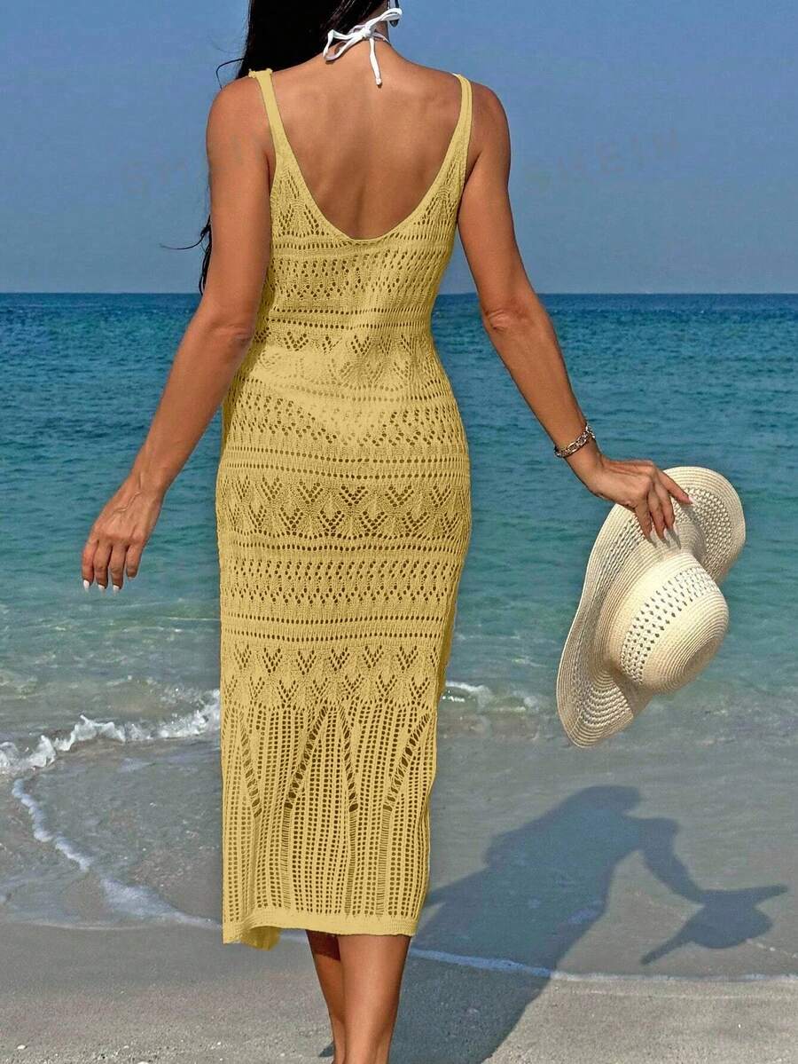 Vestido Saída de Praia Longo Transpassado Brisa de Verão em Tricô Vazado — fotografia 23 | Mar & Pérola