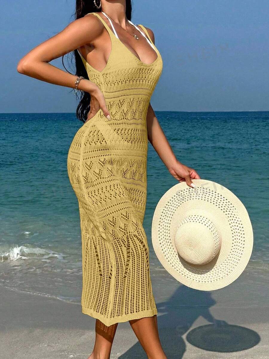 Vestido Saída de Praia Longo Transpassado Brisa de Verão em Tricô Vazado — fotografia 24 | Mar & Pérola