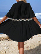 Vestido Saída de Praia Midi Maré de Verão com Botões e Cintura Franzida — fotografia 8 | Mar & Pérola