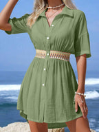 Vestido Saída de Praia Midi Maré de Verão com Botões e Cintura Franzida — fotografia 11 | Mar & Pérola