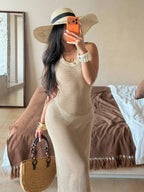 Vestido Saída de Praia Sol da Enseada em Tricô Sem Mangas — fotografia 9 | Mar & Pérola