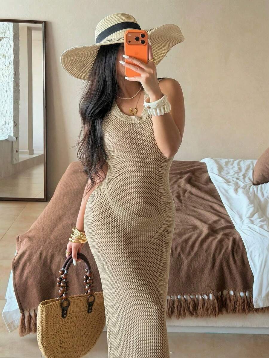 Vestido Saída de Praia Sol da Enseada em Tricô Sem Mangas — fotografia 16 | Mar & Pérola