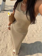 Vestido Saída de Praia Sol da Enseada em Tricô Sem Mangas — fotografia 18 | Mar & Pérola