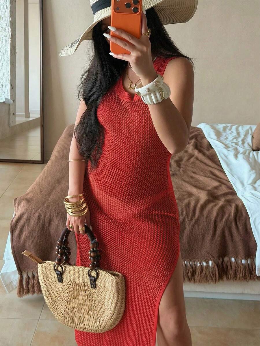 Vestido Saída de Praia Sol da Enseada em Tricô Sem Mangas — fotografia 35 | Mar & Pérola