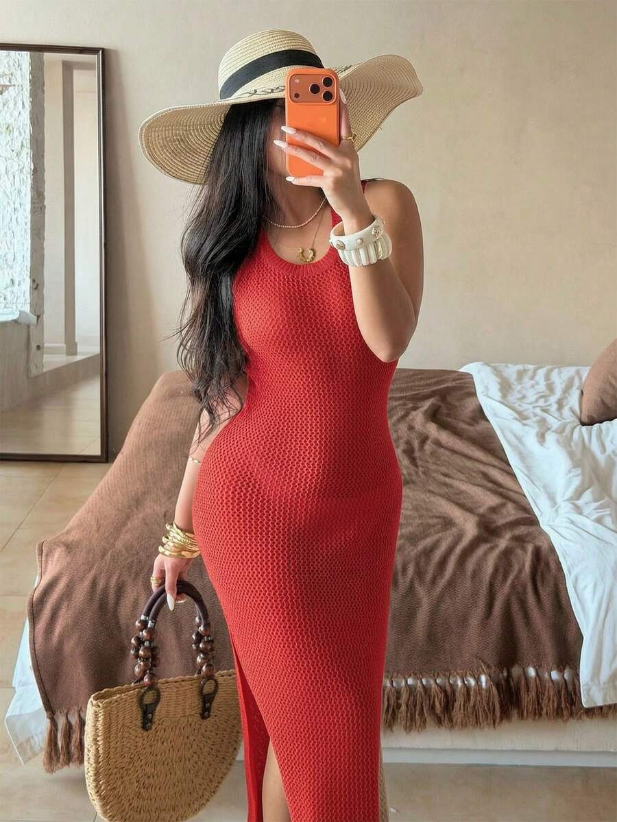 Vestido Saída de Praia Sol da Enseada em Tricô Sem Mangas — fotografia 36 | Mar & Pérola