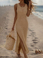Vestido Saída de Praia Sol da Enseada em Tricô Sem Mangas — fotografia 46 | Mar & Pérola