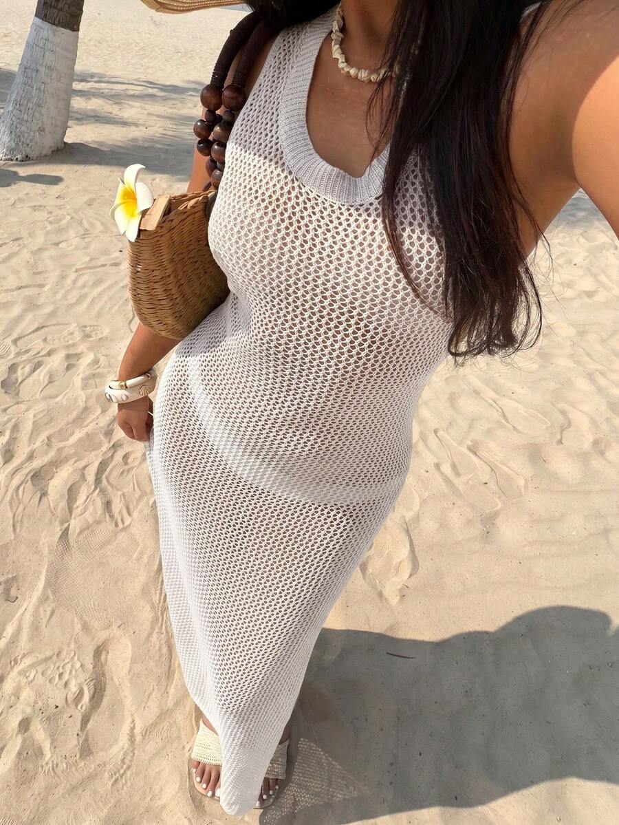 Vestido Saída de Praia Sol da Enseada em Tricô Sem Mangas — fotografia 61 | Mar & Pérola