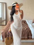 Vestido Saída de Praia Sol da Enseada em Tricô Sem Mangas — fotografia 62 | Mar & Pérola