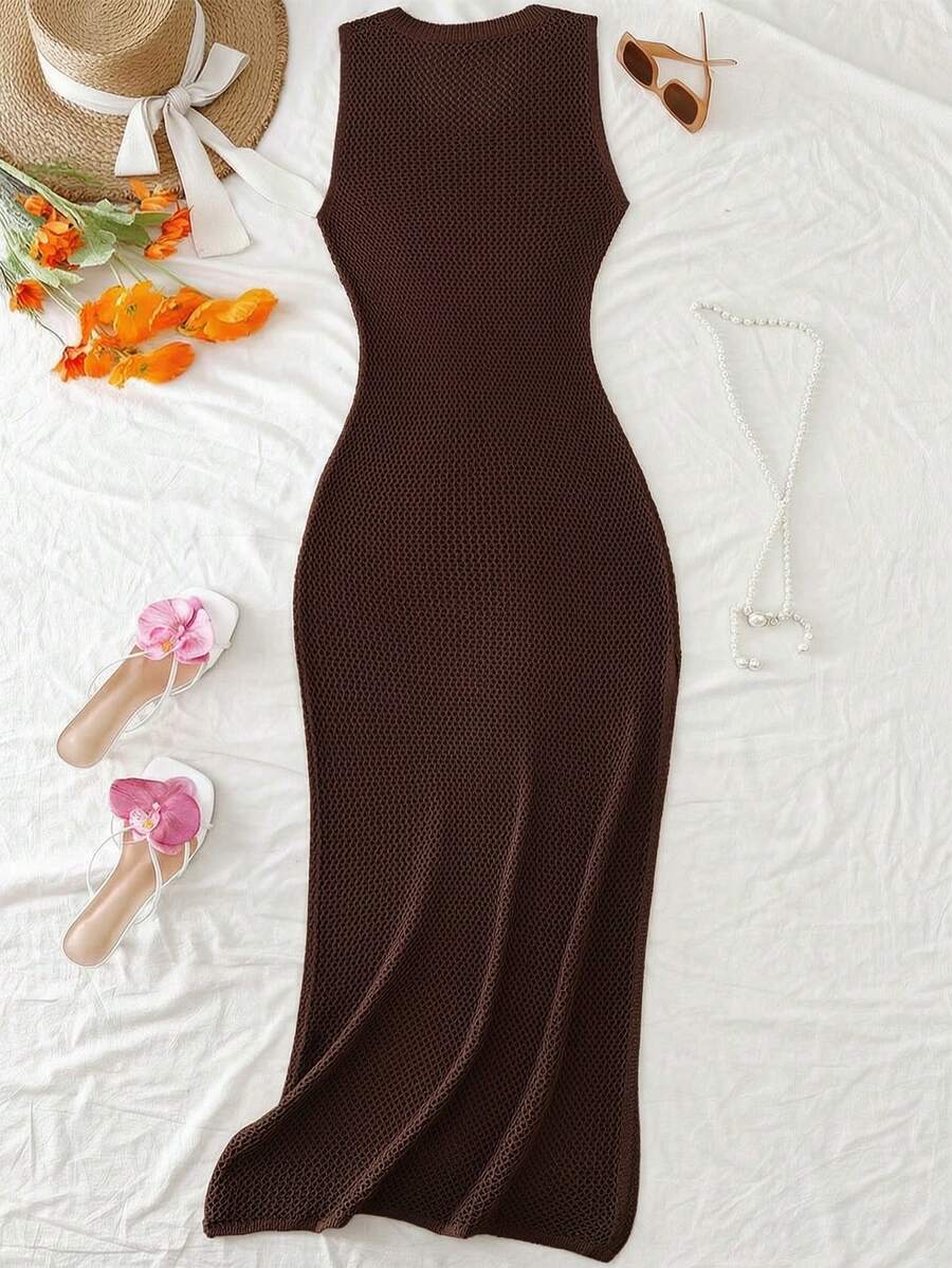 Vestido Saída de Praia Sol da Enseada em Tricô Sem Mangas — fotografia 65 | Mar & Pérola