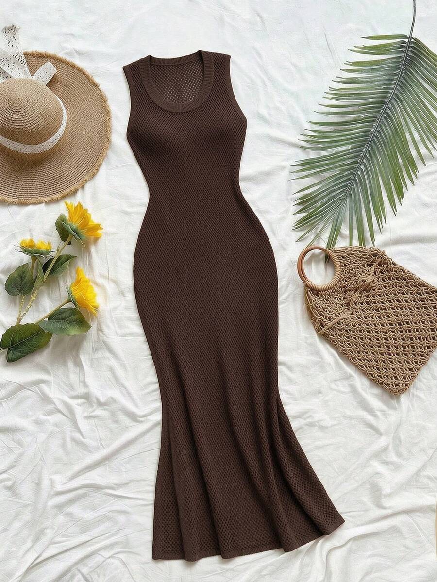 Vestido Saída de Praia Sol da Enseada em Tricô Sem Mangas — fotografia 72 | Mar & Pérola