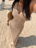 Vestido Saída de Praia Sol da Enseada em Tricô Sem Mangas — fotografia 76 | Mar & Pérola
