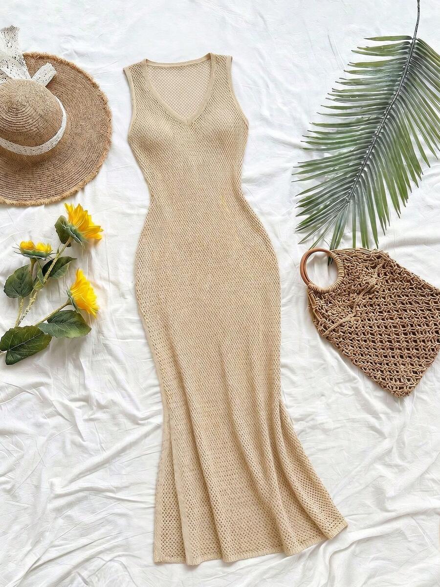 Vestido Saída de Praia Sol da Enseada em Tricô Sem Mangas — fotografia 79 | Mar & Pérola
