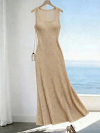Vestido Saída de Praia Sol da Enseada em Tricô Sem Mangas — fotografia 90 | Mar & Pérola