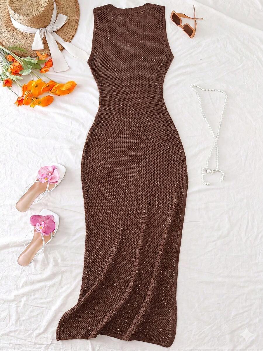 Vestido Saída de Praia Sol da Enseada em Tricô Sem Mangas — fotografia 92 | Mar & Pérola