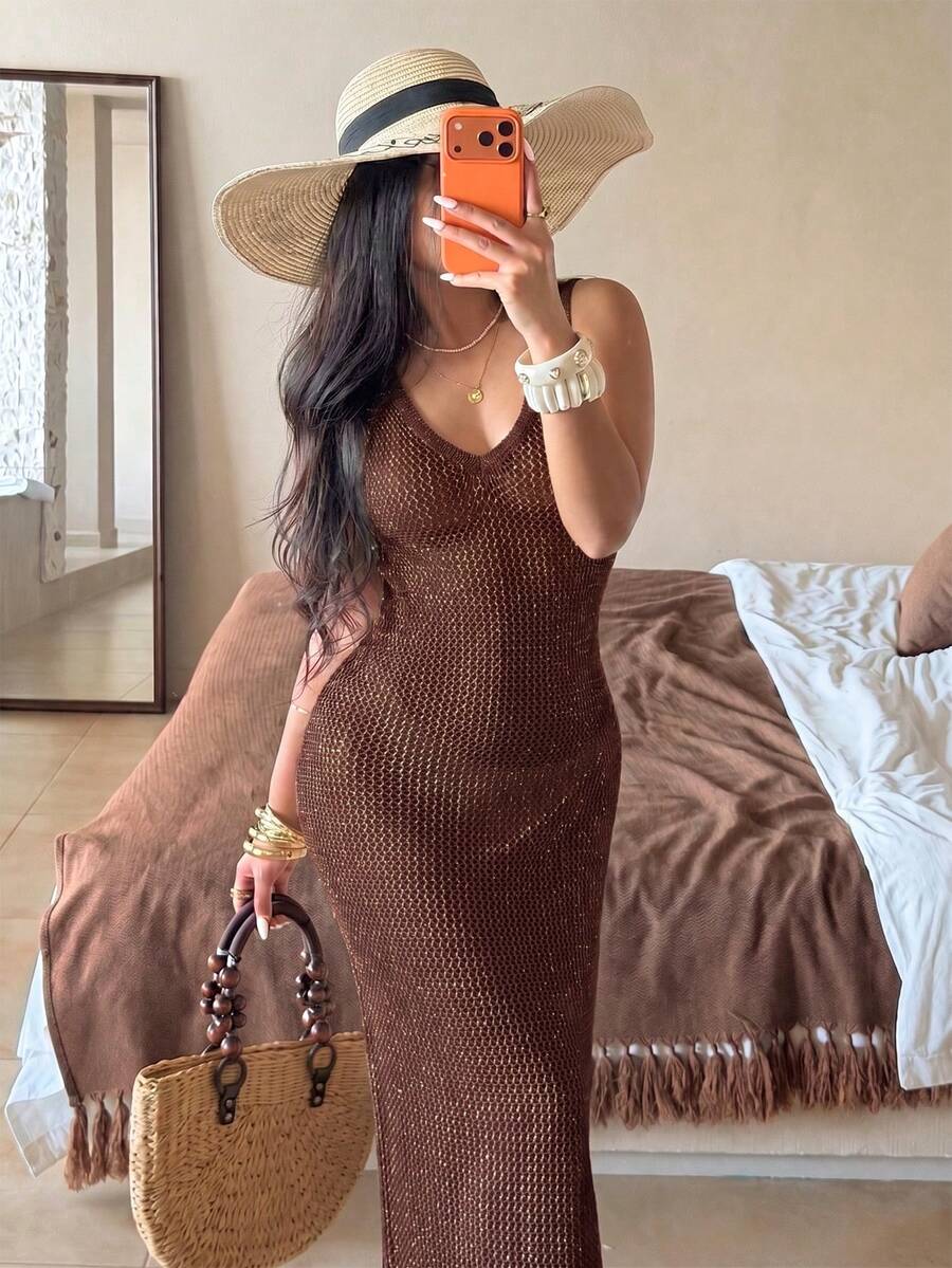 Vestido Saída de Praia Sol da Enseada em Tricô Sem Mangas — fotografia 96 | Mar & Pérola