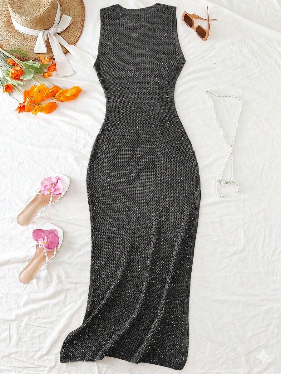 Vestido Saída de Praia Sol da Enseada em Tricô Sem Mangas — fotografia 99 | Mar & Pérola