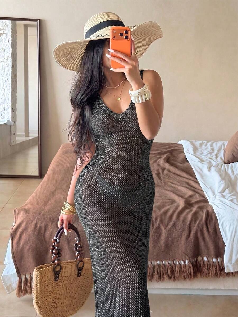 Vestido Saída de Praia Sol da Enseada em Tricô Sem Mangas — fotografia 104 | Mar & Pérola