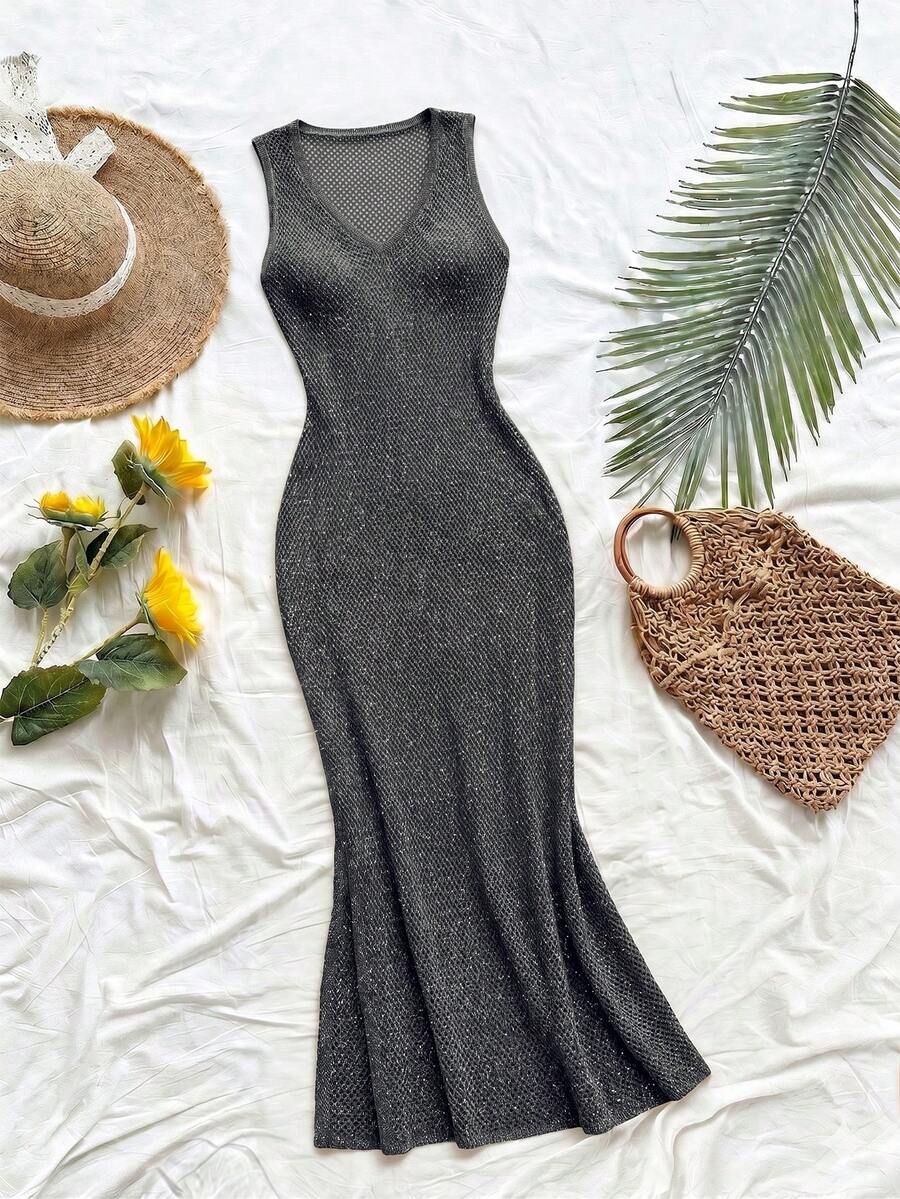 Vestido Saída de Praia Sol da Enseada em Tricô Sem Mangas — fotografia 105 | Mar & Pérola