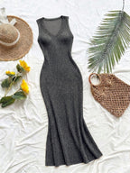 Vestido Saída de Praia Sol da Enseada em Tricô Sem Mangas — fotografia 105 | Mar & Pérola