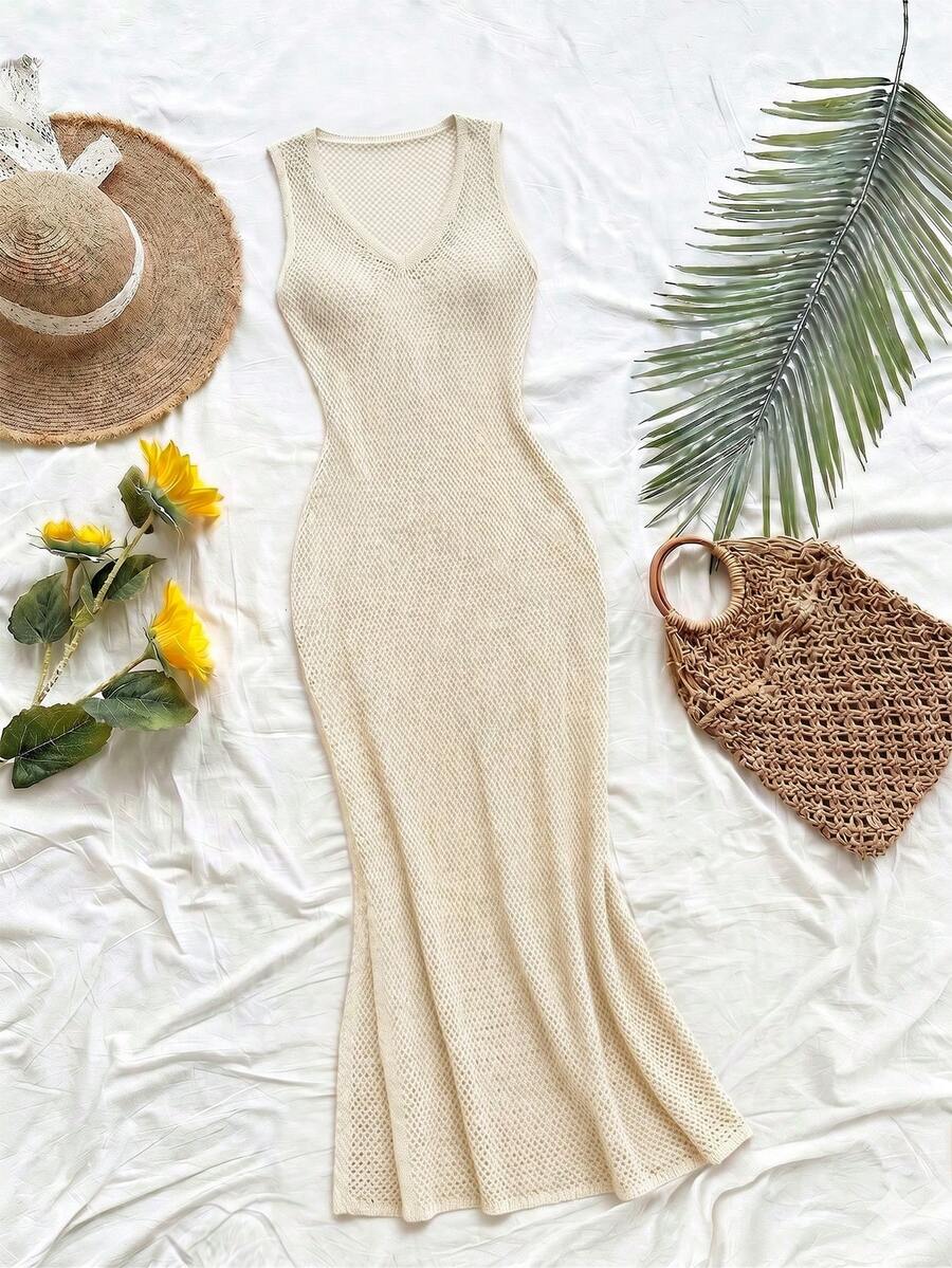 Vestido Saída de Praia Sol da Enseada em Tricô Sem Mangas — fotografia 110 | Mar & Pérola