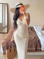 Vestido Saída de Praia Sol da Enseada em Tricô Sem Mangas — fotografia 111 | Mar & Pérola