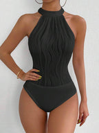 Body Texturizado Gola Alta Frente Única